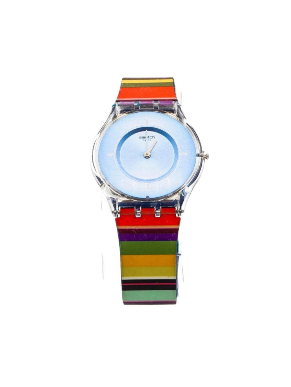 RARE 2015 Swatch Skin Pretty Ladder SFE107 Rainbow Stripe Watch